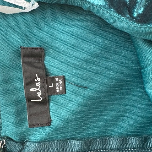 Lulu's Teal Velvet Maxi Dress - Picture 5 of 5